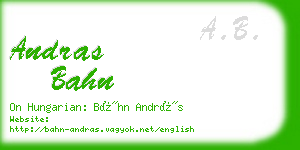 andras bahn business card